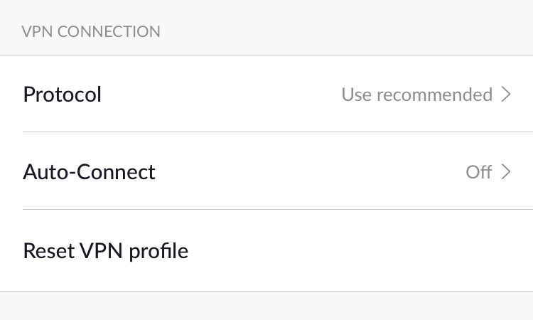 NordVPN iOS VPN Connection section.png