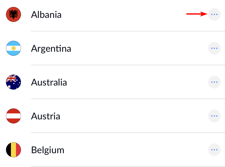 NordVPN iOS three dots next to a country.png