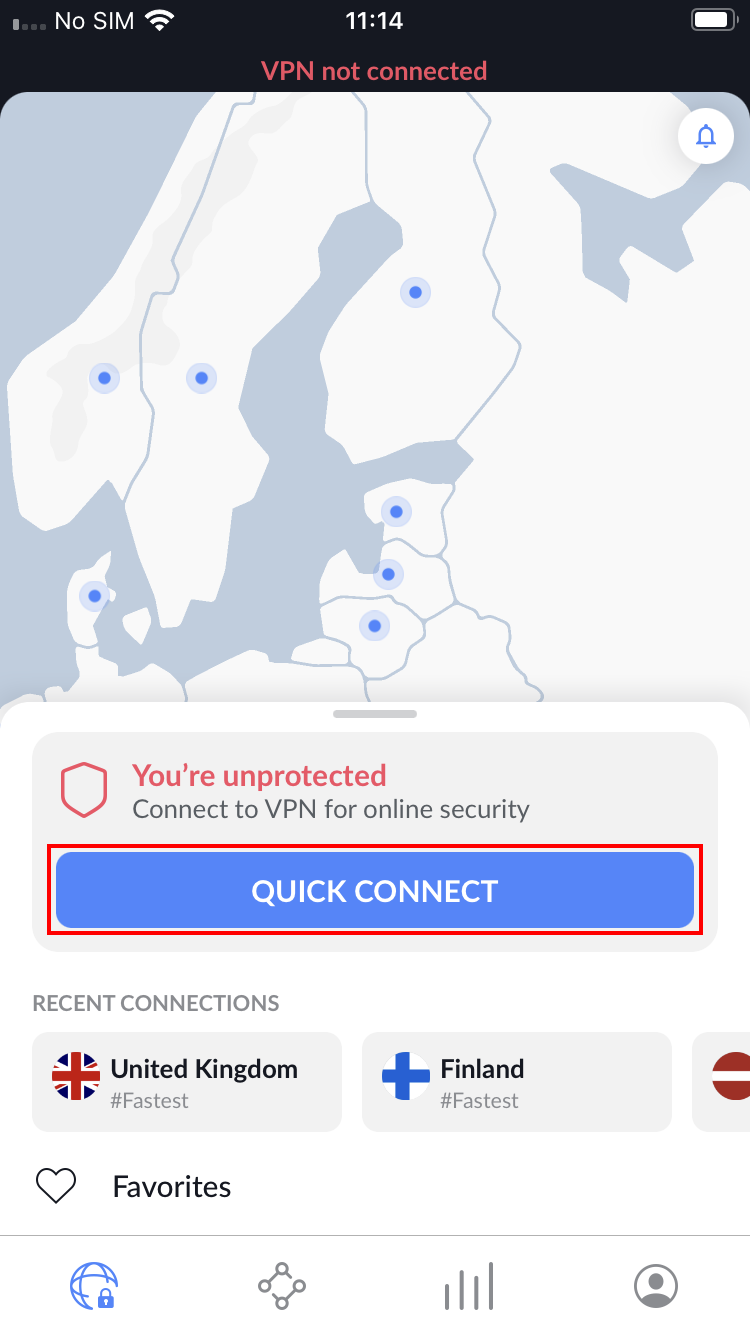 NordVPN Quick Connect iOS button.png