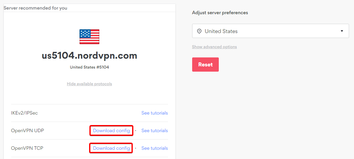 download config button is located next to the protocol name such as openvpn udp or openvpn tcp