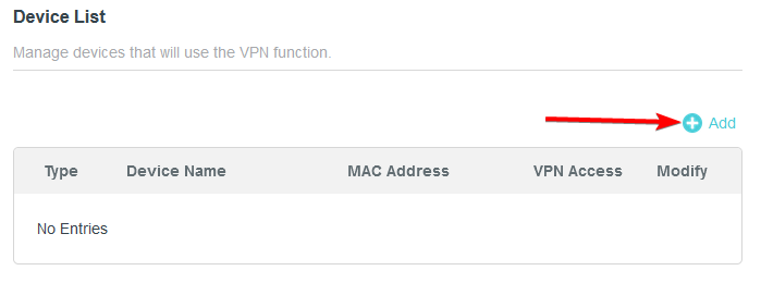 add button is located under device list section on the right side of the window