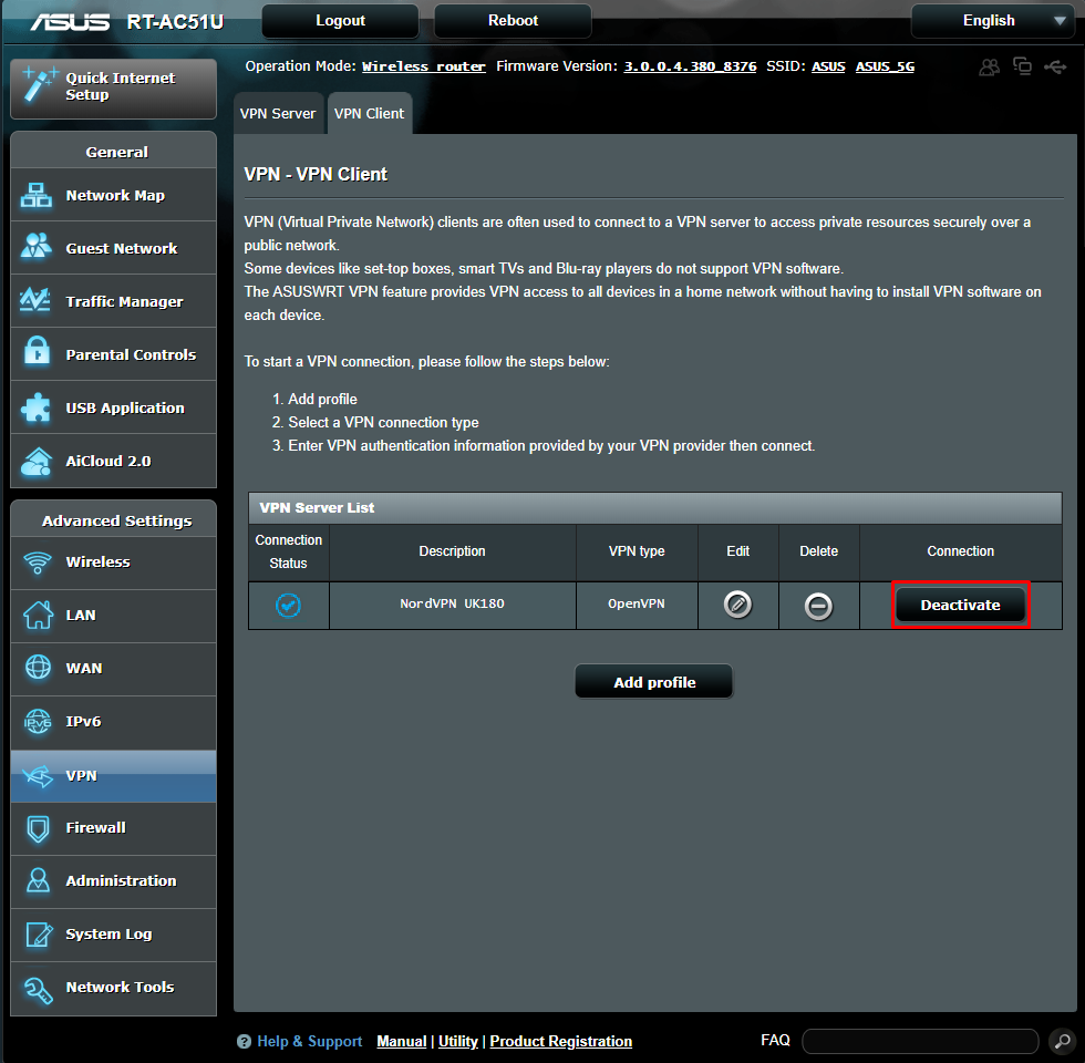 How to disconnect your Asus router VPN connection