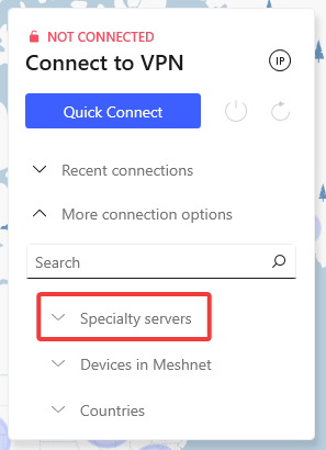 Specialty servers in NordVPN app when trying to boy dedicated IP.png