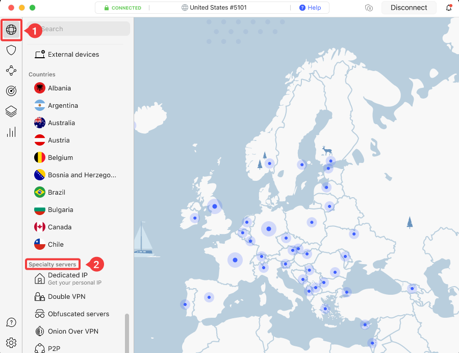 Go to NordVPN map to buy dedicated IP on macOS.png