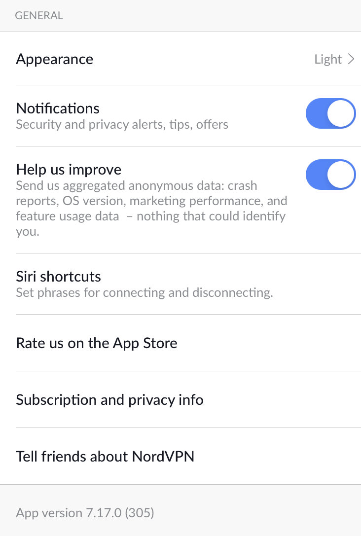 nordVPN iOS General tab.png