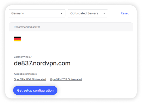 Click get setup configuration in NordVPN server recommendation tool.png