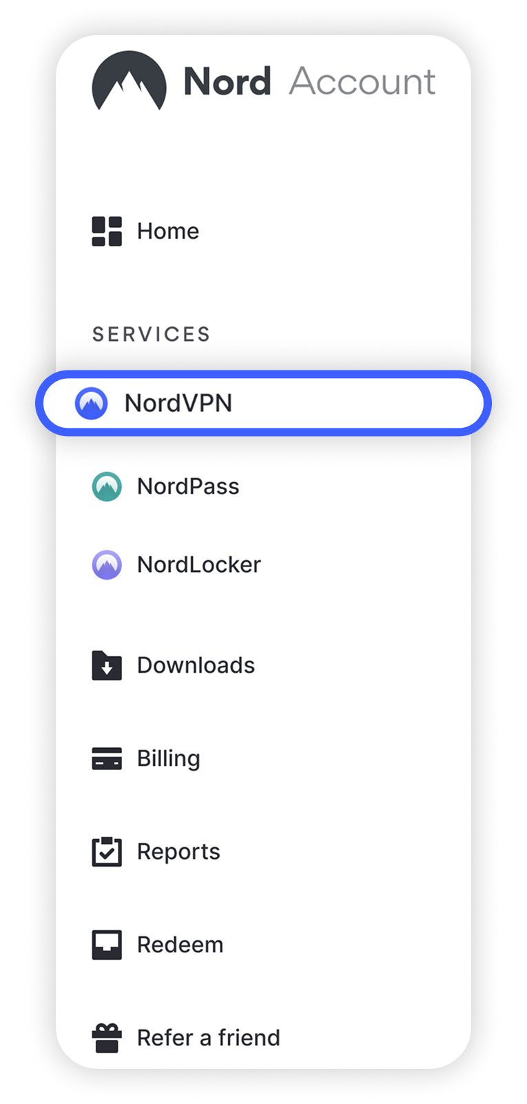View of NA account, NordVPN button is highlighted.png