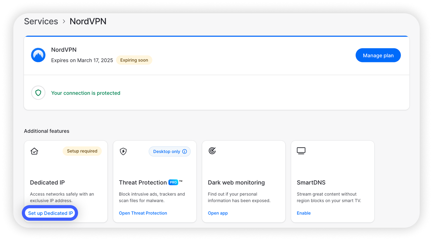 View of NA NordVPN service, setup DIP button highlighted.png