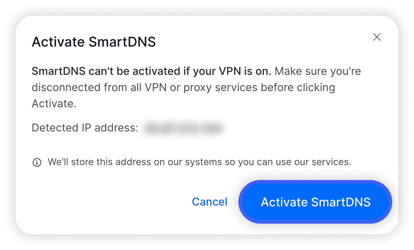 View of NA activate SmartDNS popup, activate smartdns button is highlighted.png