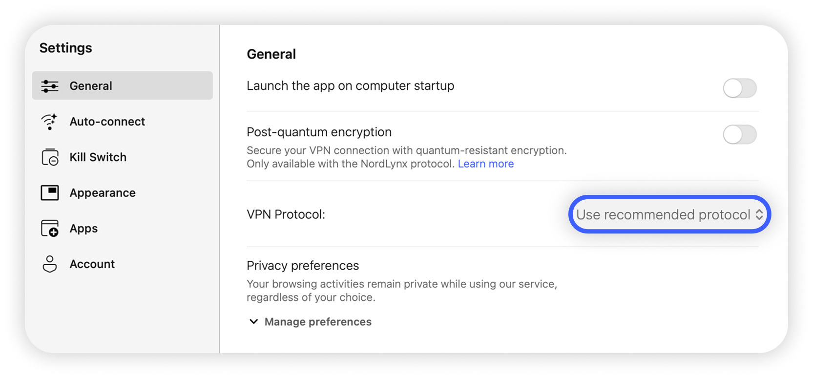 View of NordVPN macOS App Store app settings, VPN protocol is highlighted.png