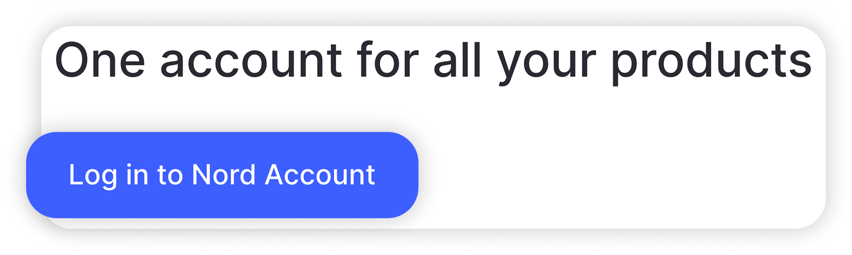 Nord Account Anmeldeseite mit der Überschrift 'One account for all your products' und hervorgehobener Schaltfläche 'Log in to Nord Account'